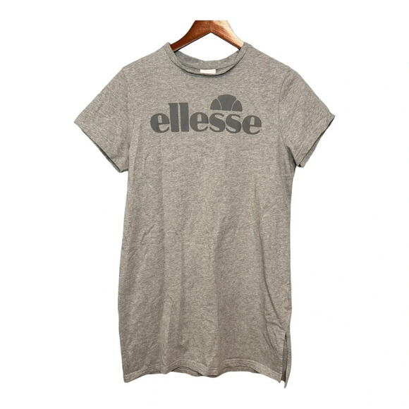 Ellesse Grey Short Sleeve Logo T Shirt Mini Dress. Size 14 - Picture 7 of 7